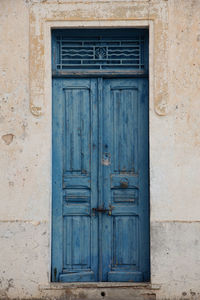 Closed door of old building