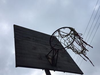 Low angle view of basketball hoop against sky