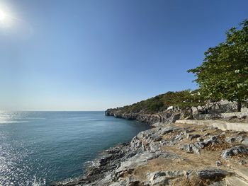 Scenic view of sea against clear sky