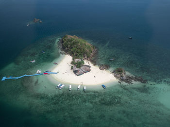 High angle view of people on beach