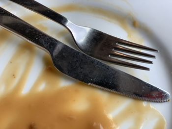 High angle view of ice cream on table