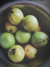 High angle view of fruits in container