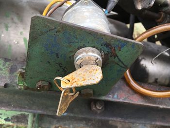 Close-up of key on metal