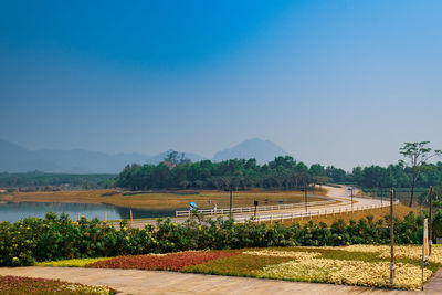 Scenic view of lake against clear sky