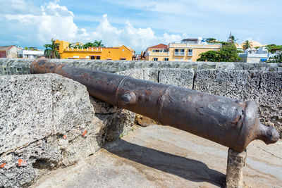 Old rusty cannon at historic fort