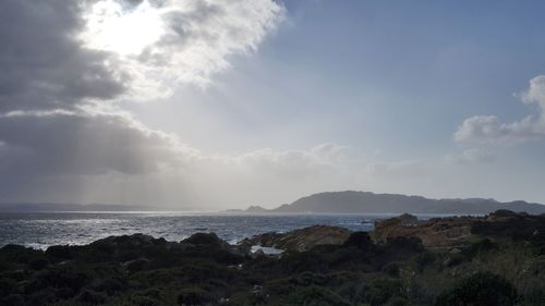 Scenic view of sea against cloudy sky
