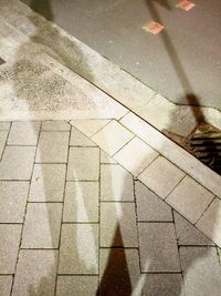 High angle view of shadow on footpath