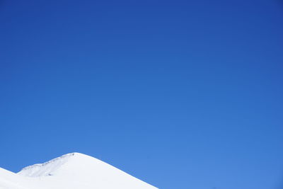 Low angle view of roof against clear blue sky