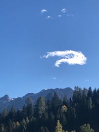 Scenic view of mountains against blue sky