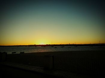 View of calm sea at sunset