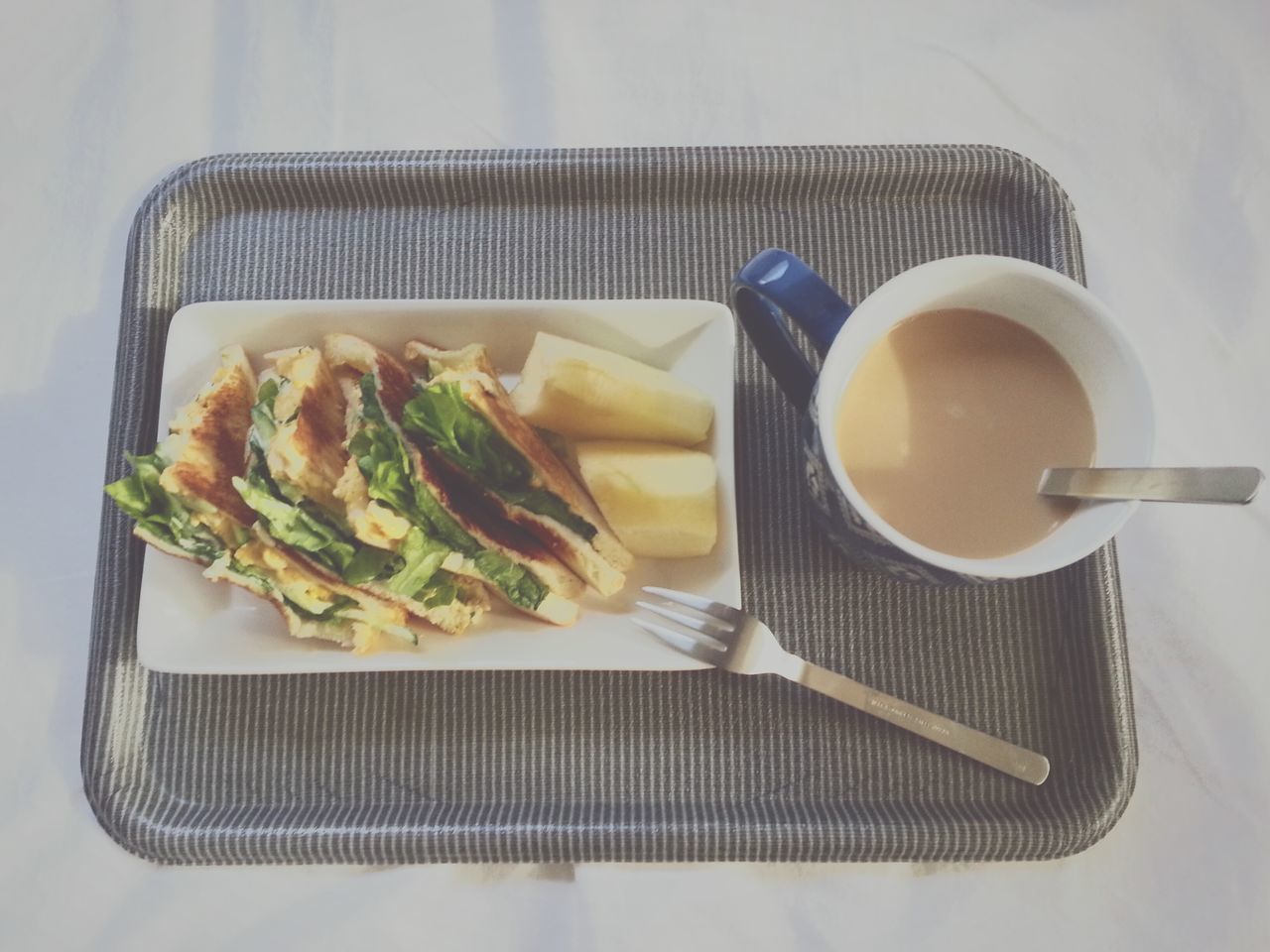 food and drink, food, indoors, freshness, plate, table, ready-to-eat, still life, healthy eating, fork, high angle view, meal, serving size, spoon, bowl, directly above, close-up, breakfast, table knife, no people