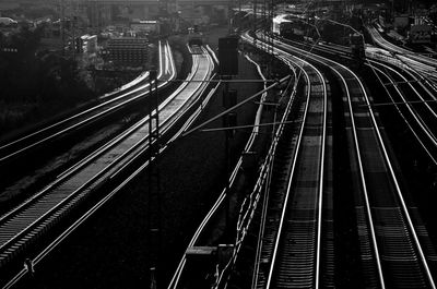 Railroad tracks in city