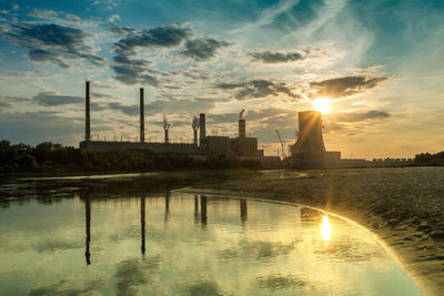 Scenic view of sunset over river