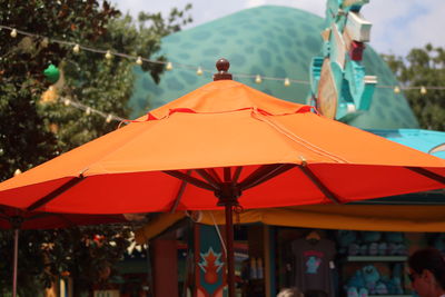 Close-up of tent against sky