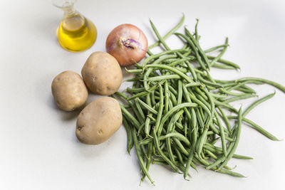 High angle view of vegetables on table