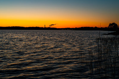 Scenic view of sea against sky at sunset