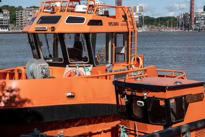 View of ship moored at harbor