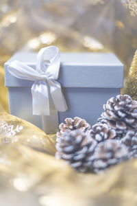 Close-up of paper in box