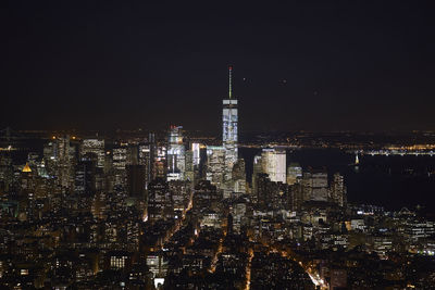 City lit up at night