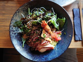 Food in plate on table