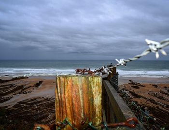 Scenic view of beach against sky