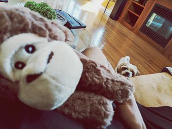 Close-up of stuffed toy at home
