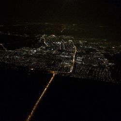 Aerial view of city at night