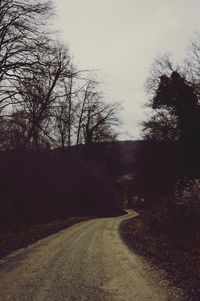 Empty road along bare trees