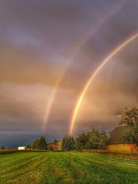 Scenic view of rainbow against sky