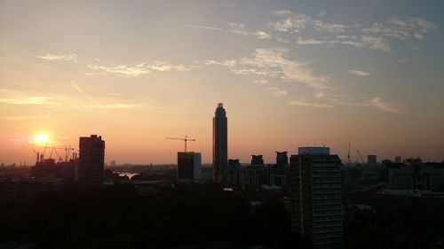 Sunset over city