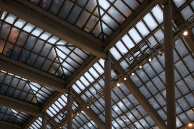 Low angle view of illuminated ceiling