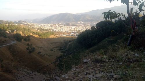 High angle view of landscape against sky