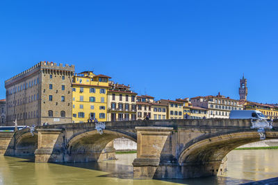 Ponte santa trinita over the river arno in florence, italy