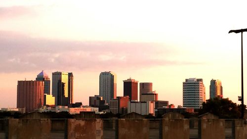 Low angle view of modern buildings against sky