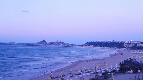 Scenic view of sea against clear sky