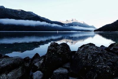 Scenic view of lake against sky
