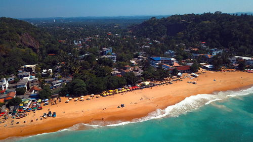 High angle view of beach against sky