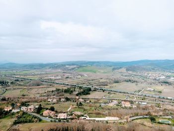 High angle view of landscape against sky