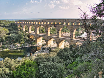 View from rive droite to the pont du gard