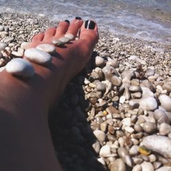 Close-up of pebbles on beach