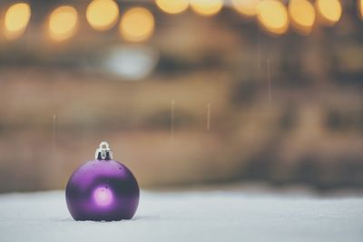 Close-up of christmas decoration on table