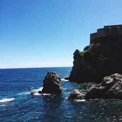 Scenic view of sea against clear sky