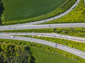 Aerial view of roads amidst green landscape