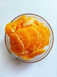 High angle view of orange fruit on table