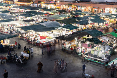 High angle view of people in city