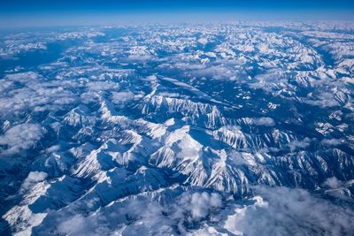 Aerial view of snowcapped mountains