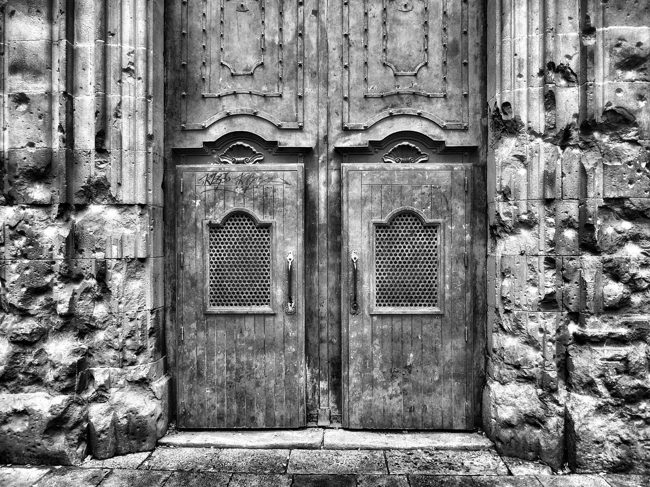 architecture, built structure, building exterior, door, closed, wood - material, entrance, old, window, house, protection, wooden, wall - building feature, safety, outdoors, day, weathered, no people, wood, security