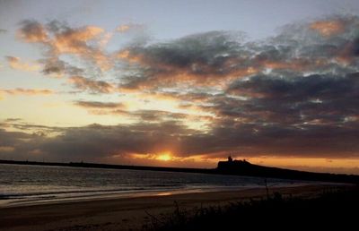 Scenic view of sea at sunset