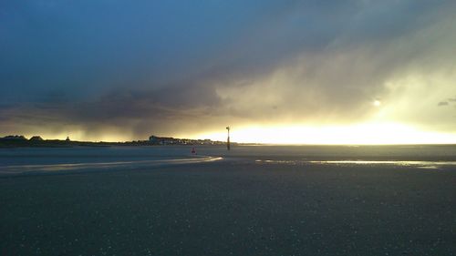 Scenic view of sea against cloudy sky