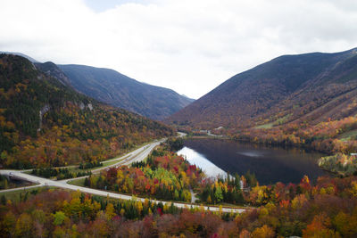 Scenic view of lake against sky during autumn